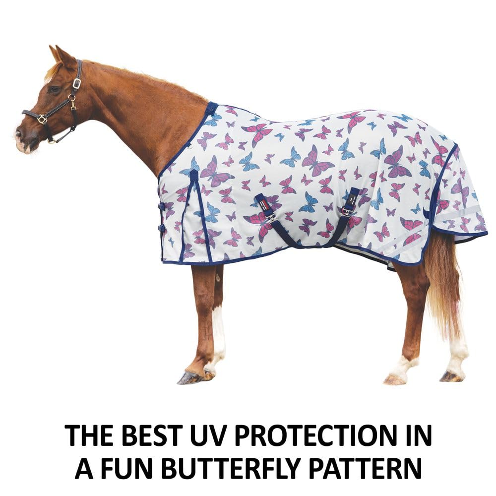 Schneiders Soft Interlock Mesh II Butterfly Euro Surcingle Horse Fly Sheet | 80% UV Protection | SilverTek Technology | Lightwei
